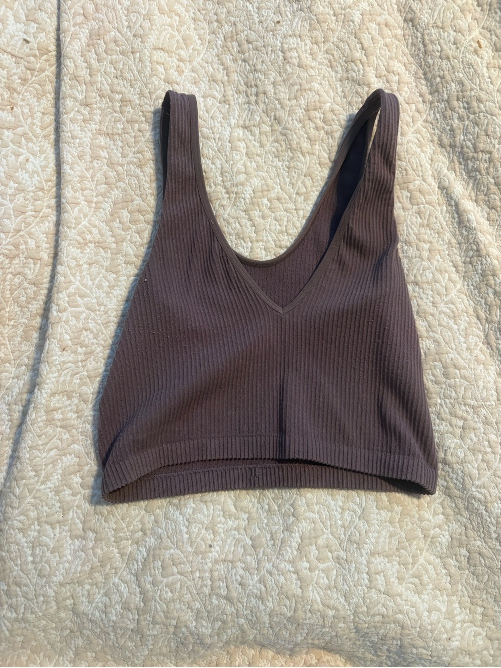 Ribbed V-Neck Crop Tank Top